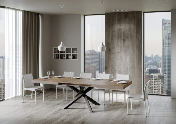 Tavolo Volantis Allungabile piano Noce 90x180 Allungato 284 telaio Antracite - immagine 6