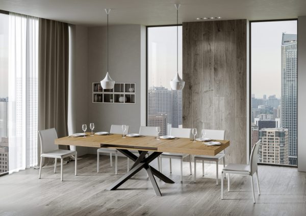 Tavolo Volantis Allungabile piano Quercia Natura 90x180 Allungato 440 telaio Antracite - immagine 5