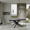 Tavolo Volantis Allungabile piano Cemento 90x180 Allungato 440 telaio Antracite - immagine 3