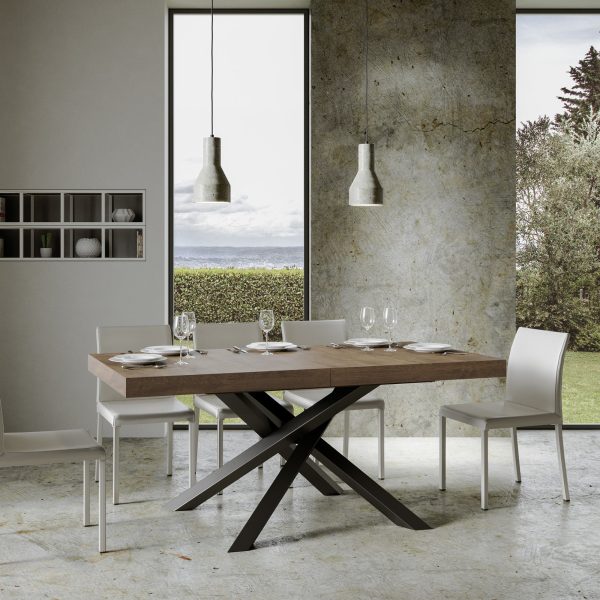 Tavolo Volantis Allungabile piano Noce 90x180 Allungato 284 telaio Antracite - immagine 2