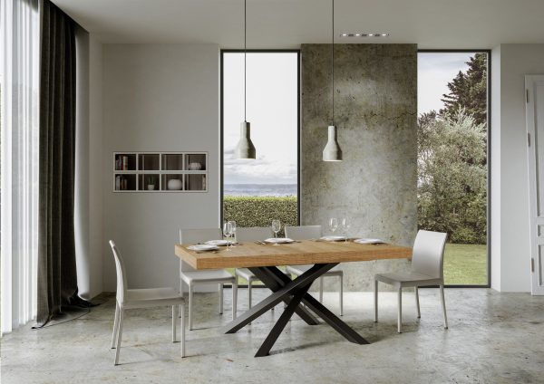 Tavolo Volantis Allungabile piano Quercia Natura 90x180 Allungato 440 telaio Antracite - immagine 3