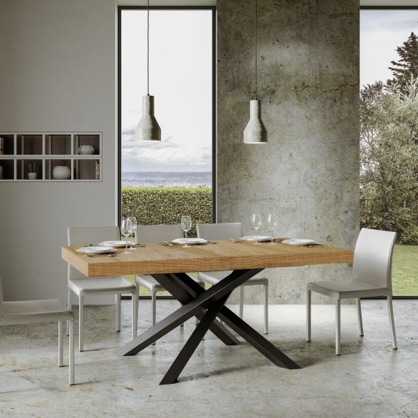 Tavolo Volantis Allungabile piano Quercia Natura 90x180 Allungato 440 telaio Antracite - immagine 2