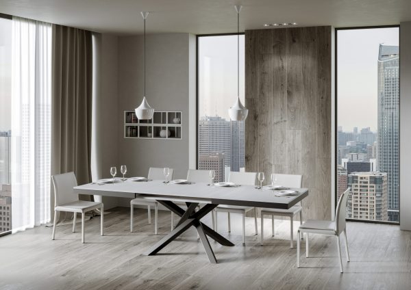 Tavolo Volantis Evolution piano Bianco Frassino 90x160 Allungato 264 telaio Antracite - immagine 5