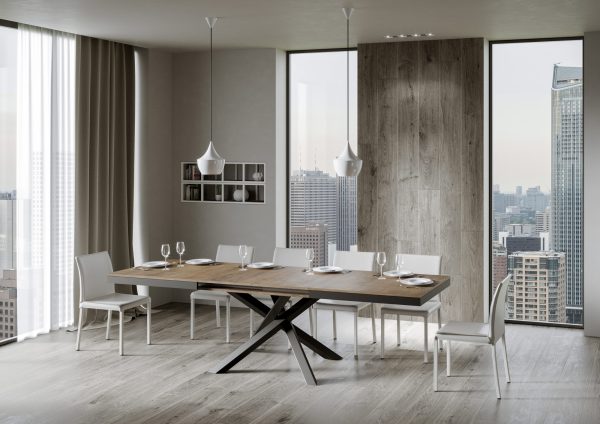 Tavolo Volantis Evolution piano Noce 90x180 Allungato 284 telaio Antracite - immagine 5