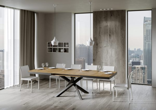 Tavolo Volantis Evolution piano Quercia Natura 90x180 Allungato 284 telaio Antracite - immagine 5