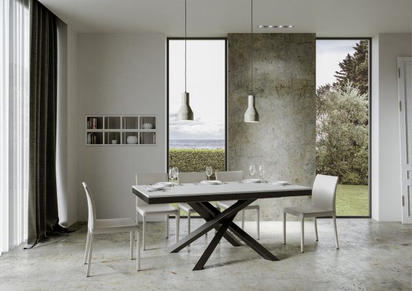 Tavolo Volantis Evolution piano Bianco Frassino 90x160 Allungato 264 telaio Antracite - immagine 3