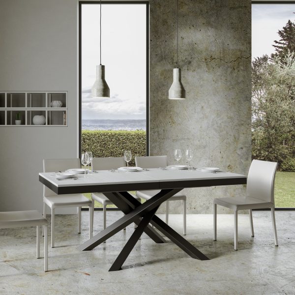 Tavolo Volantis Evolution piano Bianco Frassino 90x160 Allungato 264 telaio Antracite - immagine 2