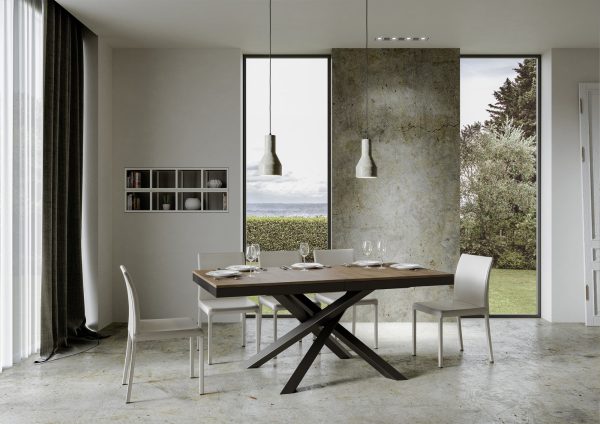 Tavolo Volantis Evolution piano Noce 90x180 Allungato 440 telaio Antracite - immagine 2