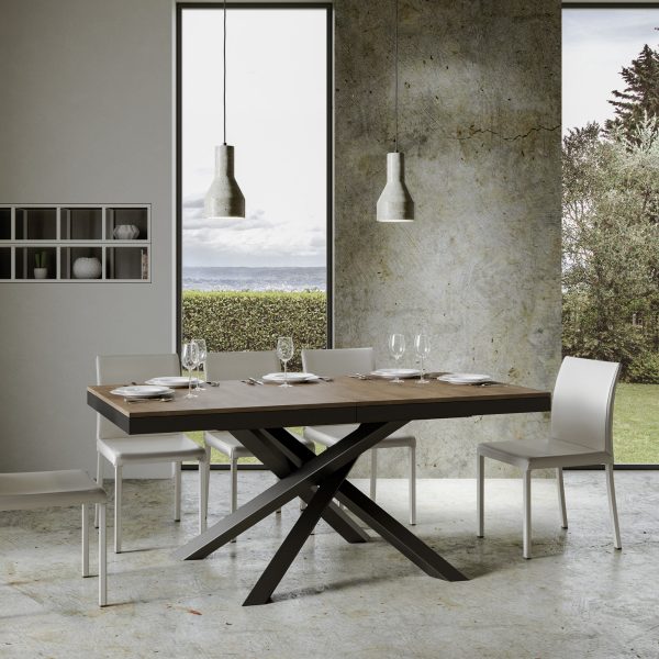 Tavolo Volantis Evolution piano Noce 90x180 Allungato 440 telaio Antracite - immagine 3