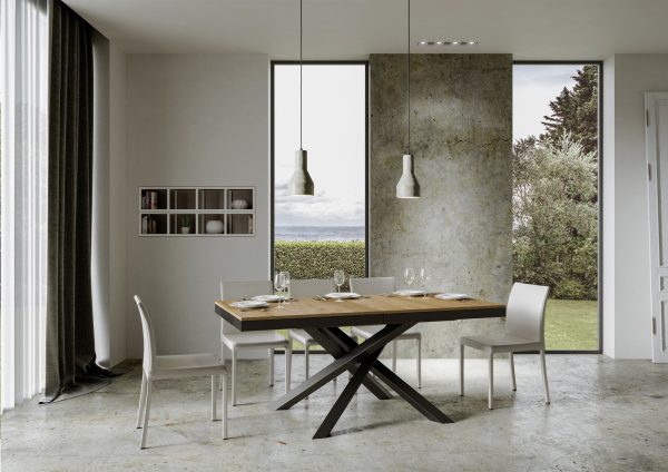 Tavolo Volantis Evolution piano Quercia Natura 90x180 Allungato 440 telaio Antracite - immagine 2