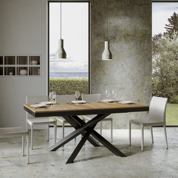 Tavolo Volantis Evolution piano Quercia Natura 90x180 Allungato 440 telaio Antracite - immagine 3
