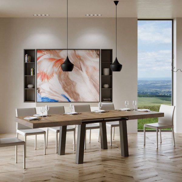 Tavolo Bridge Allungabile piano Noce 90x160 Allungato 264 telaio Antracite - immagine 4