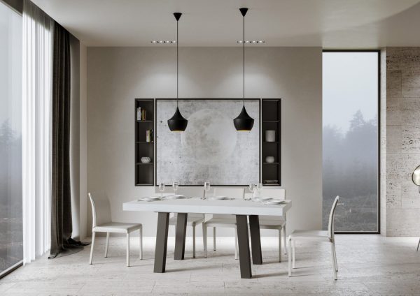 Tavolo Bridge Allungabile piano Bianco Frassino 90x180 Allungato 440 telaio Antracite - immagine 2