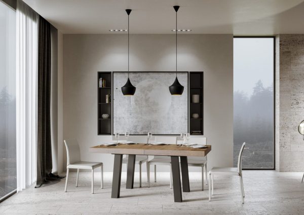 Tavolo Bridge Allungabile piano Noce 90x160 Allungato 264 telaio Antracite - immagine 3