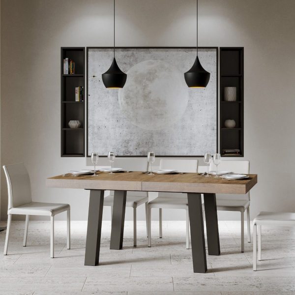 Tavolo Bridge Allungabile piano Noce 90x160 Allungato 264 telaio Antracite - immagine 2