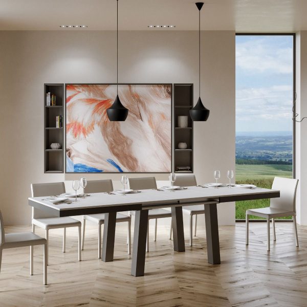 Tavolo Bridge Evolution piano Bianco Frassino 90x160 Allungato 264 telaio Antracite - immagine 4