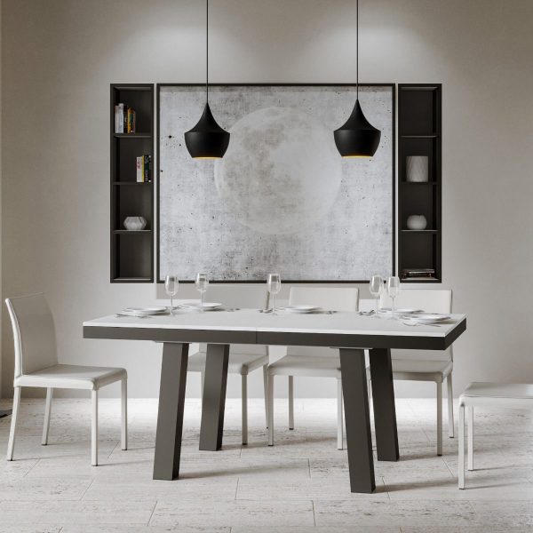 Tavolo Bridge Evolution piano Bianco Frassino 90x160 Allungato 264 telaio Antracite - immagine 2