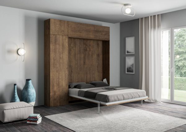 Letto 140 Kentaro Noce con colonna - pensile vasistas - pensile sopra colonna - immagine 3