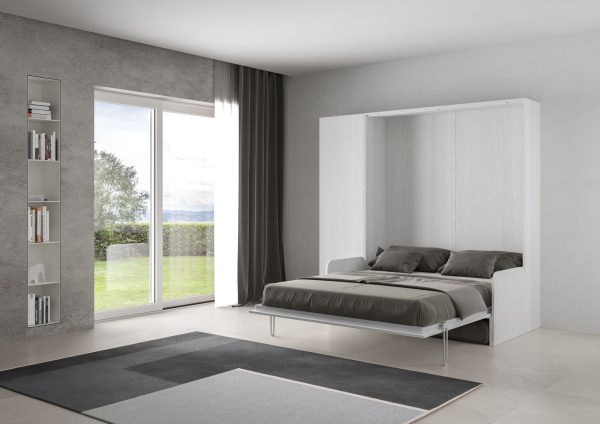 Letto matrimoniale Sofà Kentaro Bianco Frassino con colonna sx-dx - immagine 3