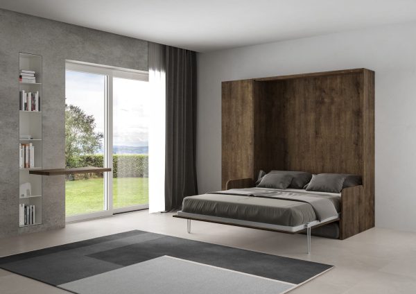 Letto matrimoniale Sofà Kentaro Noce con colonna sx-dx - immagine 3