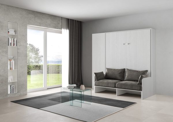 Letto matrimoniale Sofà Kentaro Bianco Frassino con colonna sx-dx - immagine 2
