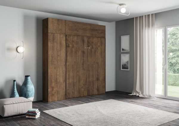 Letto 140 Kentaro Noce con colonna - pensile vasistas - pensile sopra colonna - immagine 2