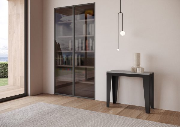 Consolle Flame Small Evolution Cemento telaio Antracite - immagine 2