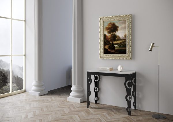 Consolle Karamay Small Evolution Bianco Frassino telaio Antracite - immagine 2
