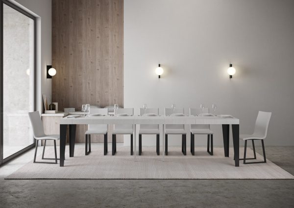 Consolle Flame Premium Bianco Frassino telaio Antracite - immagine 4