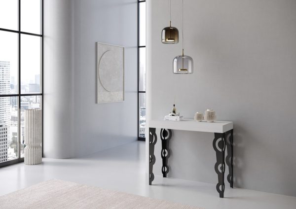 Consolle Karamay Small Bianco Frassino telaio Antracite - immagine 2