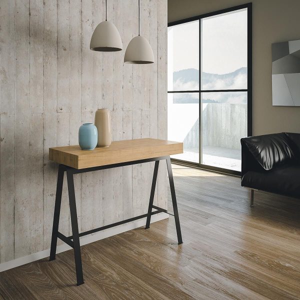 Consolle Banco Small Quercia Natura telaio Antracite - immagine 2