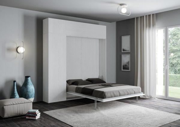 Letto 140 Kentaro Bianco Frassino con colonna - pensile vasistas - pensile sopra colonna - immagine 3