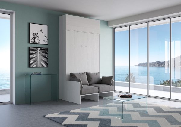Letto 120 Sofà Kentaro Bianco Frassino con pensile vasistas - immagine 2