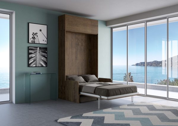 Letto 120 Sofà Kentaro Noce con pensile vasistas - immagine 3