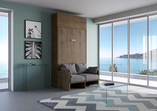 Letto 120 Sofà Kentaro Noce con pensile vasistas - immagine 2