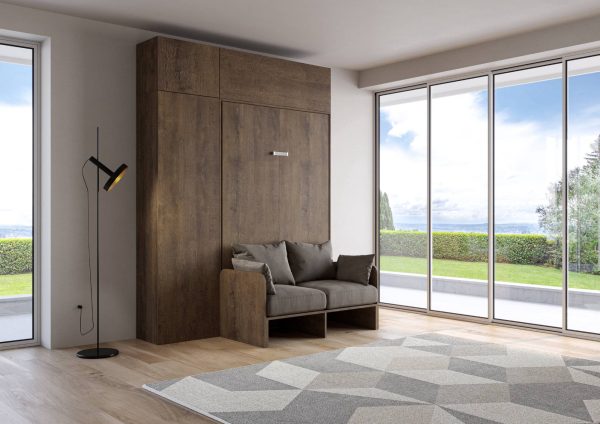 Letto 120 Sofà Kentaro Noce con colonna - pensile vasistas - pensile sopra colonna - immagine 2