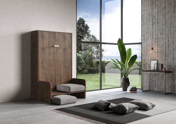 Letto 140 Sofà Kentaro verticale a scomparsa Noce - immagine 3