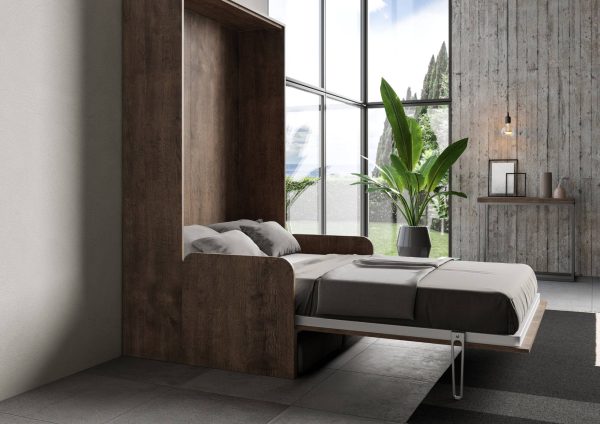 Letto 140 Sofà Kentaro verticale a scomparsa Noce - immagine 6