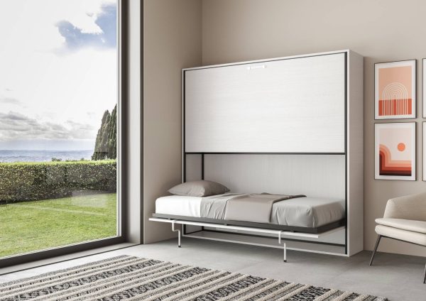 Letto Kando doppio orizzontale Bianco Frassino con materasso - immagine 4