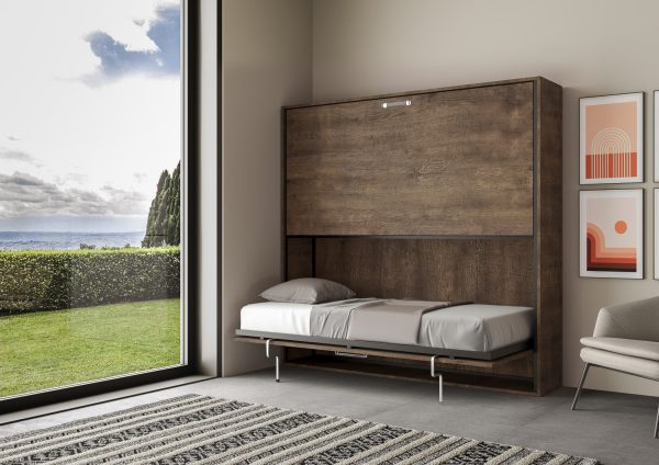Letto Kando doppio orizzontale Noce con materasso - immagine 4
