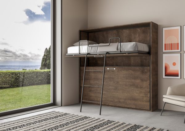 Letto Kando doppio orizzontale Noce con materasso - immagine 5