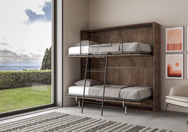 Letto Kando doppio orizzontale Noce con materasso - immagine 6