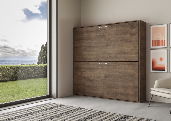 Letto Kando doppio orizzontale Noce con materasso - immagine 3
