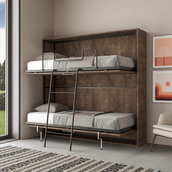Letto Kando doppio orizzontale Noce con materasso - immagine 2
