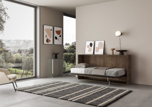 Letto Kando singolo orizzontale Noce con materasso - immagine 4