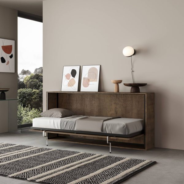 Letto Kando singolo orizzontale Noce con materasso - immagine 2