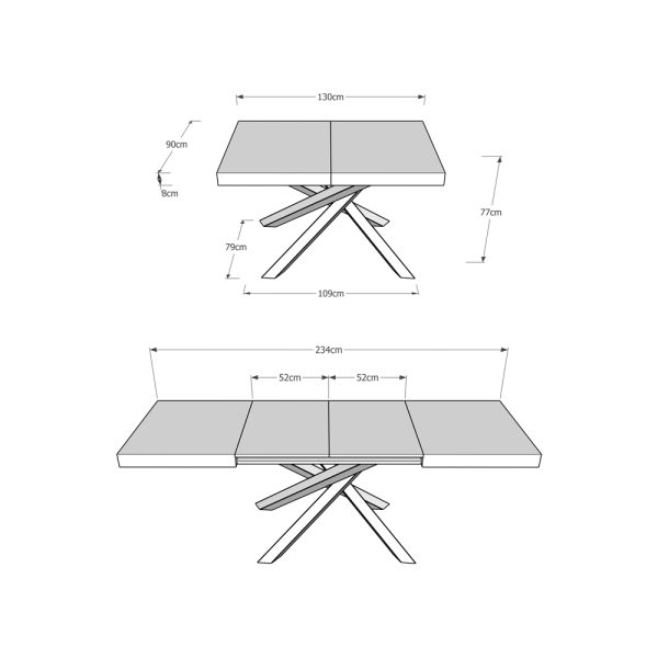 Tavolo Volantis Allungabile piano Quercia Natura 90x130 Allungato 234 telaio 4/A - immagine 5