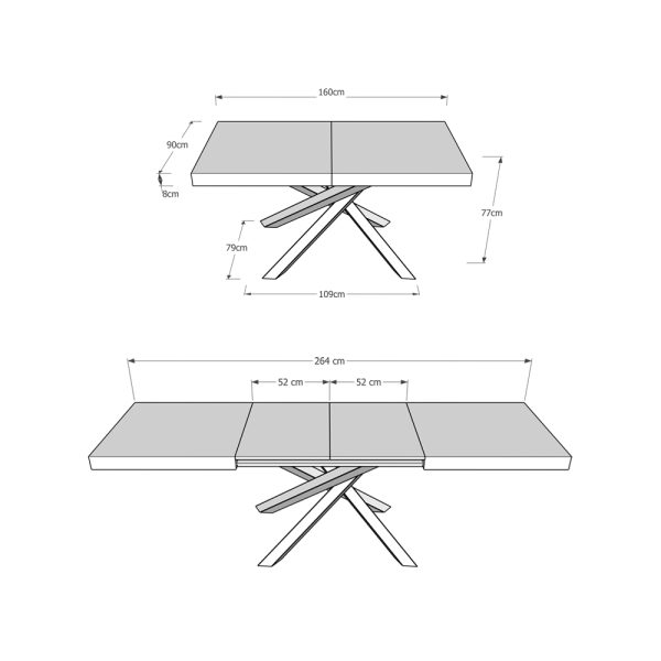 Tavolo Volantis Allungabile piano Quercia Natura 90x160 Allungato 264 telaio 4/A - immagine 5