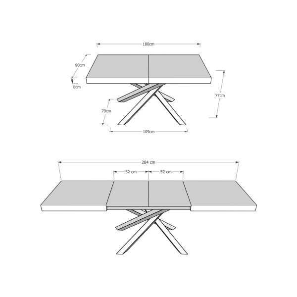 Tavolo Volantis Allungabile piano Noce 90x180 Allungato 284 telaio Antracite - immagine 8