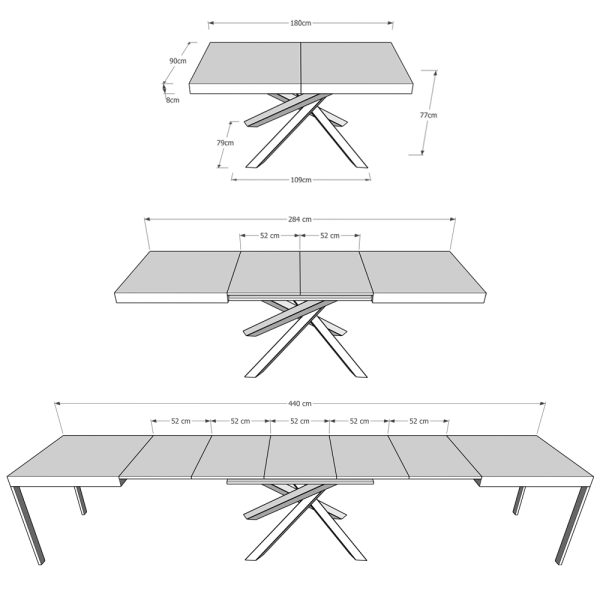 Tavolo Volantis Allungabile piano Quercia Natura 90x180 Allungato 440 telaio 4/C - immagine 6